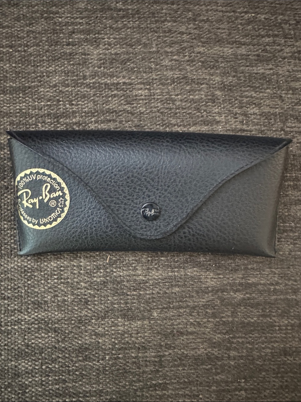 Ray-Ban Black Faux Leather Sunglasses Case with Gold Logo